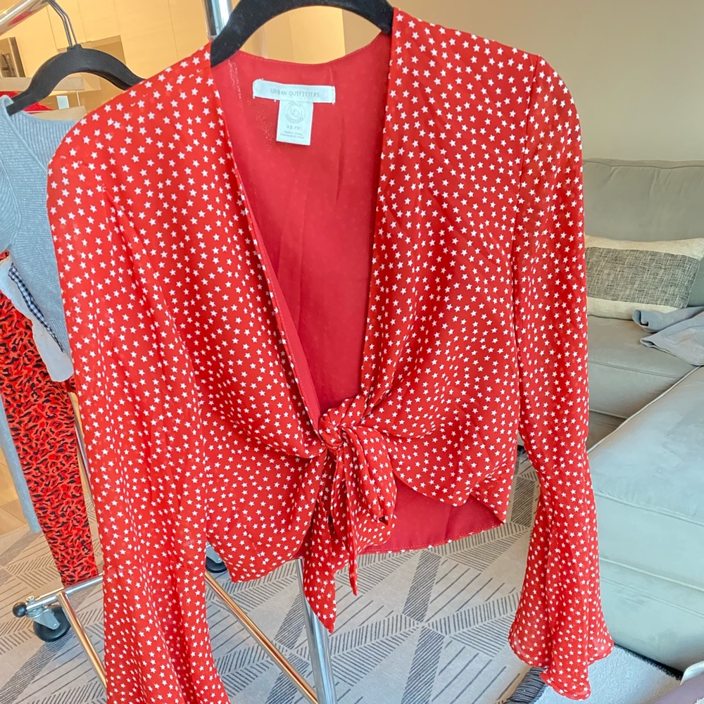 Red and white blouse